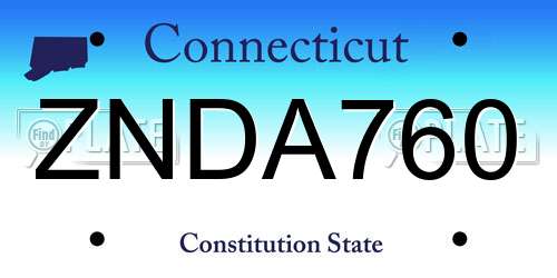 ZNDA760 Connecticut License Plate