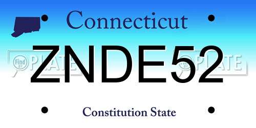 ZNDE52 Connecticut License Plate