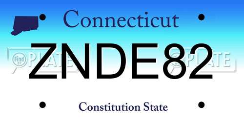 ZNDE82 Connecticut License Plate