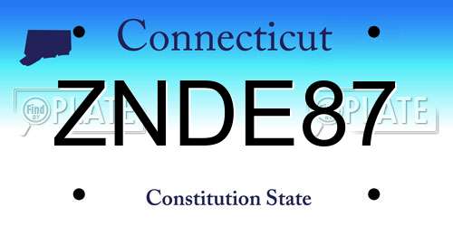 ZNDE87 Connecticut License Plate