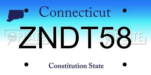 ZNDT58 Connecticut License Plate