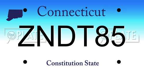 ZNDT85 Connecticut License Plate