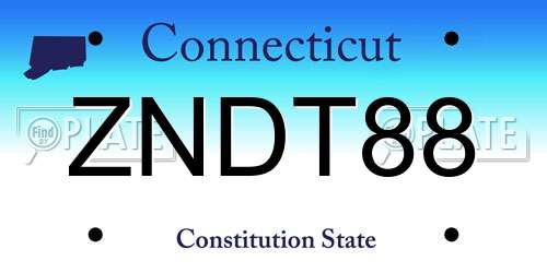 ZNDT88 Connecticut License Plate