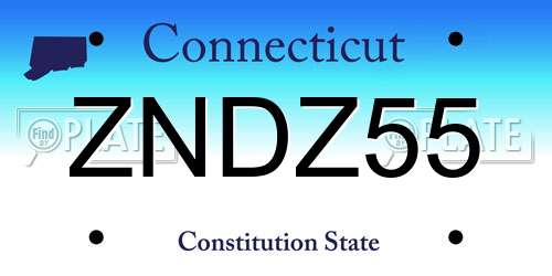 ZNDZ55 Connecticut License Plate
