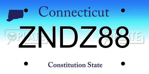 ZNDZ88 Connecticut License Plate