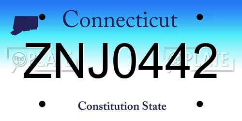 ZNJ0442 Connecticut License Plate
