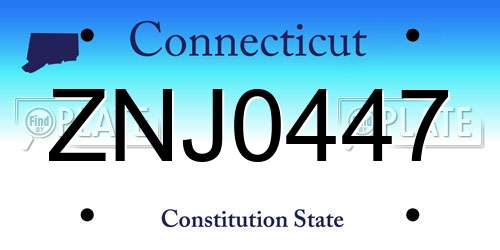 ZNJ0447 Connecticut License Plate