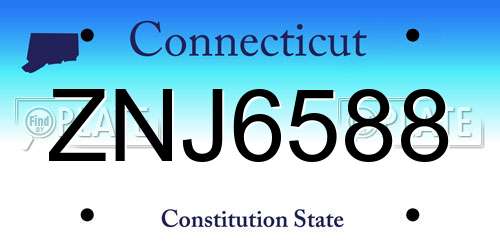 ZNJ6588 Connecticut License Plate