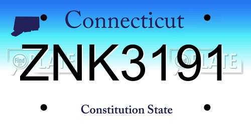 ZNK3191 Connecticut License Plate