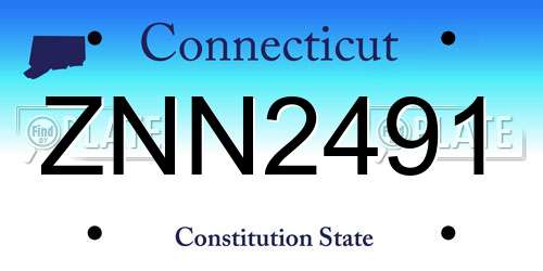 ZNN2491 Connecticut License Plate