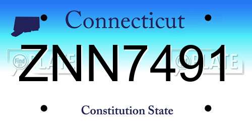 ZNN7491 Connecticut License Plate