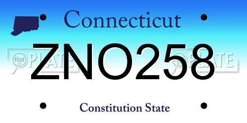 ZNO258 Connecticut License Plate