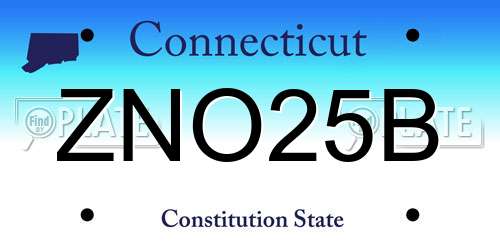 ZNO25B Connecticut License Plate