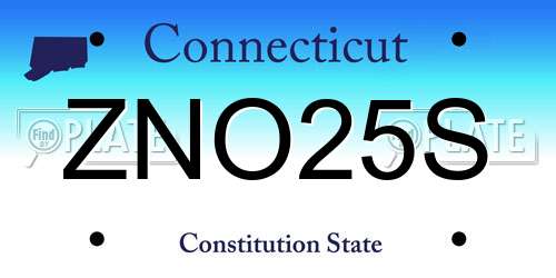 ZNO25S Connecticut License Plate