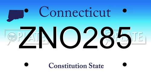 ZNO285 Connecticut License Plate