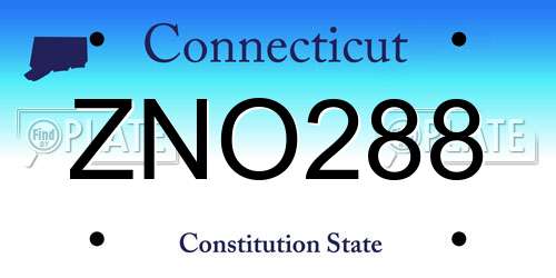 ZNO288 Connecticut License Plate