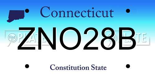 ZNO28B Connecticut License Plate