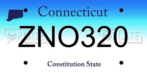 ZNO320 Connecticut License Plate