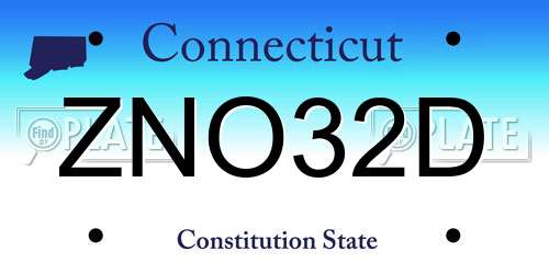 ZNO32D Connecticut License Plate
