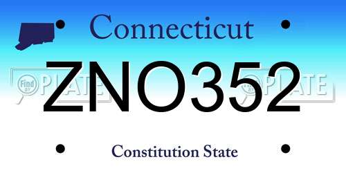 ZNO352 Connecticut License Plate