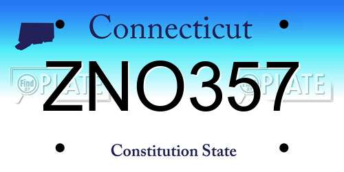 ZNO357 Connecticut License Plate