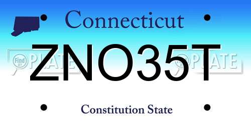 ZNO35T Connecticut License Plate