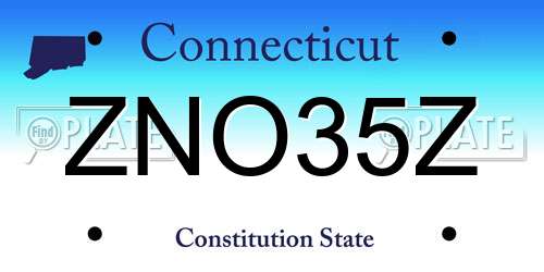 ZNO35Z Connecticut License Plate