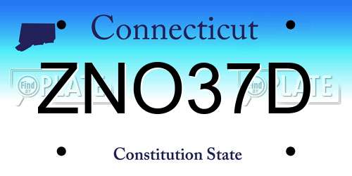 ZNO37D Connecticut License Plate