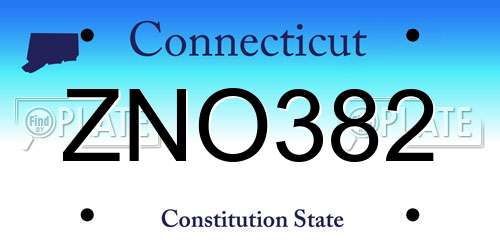 ZNO382 Connecticut License Plate