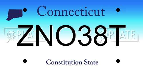 ZNO38T Connecticut License Plate