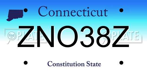 ZNO38Z Connecticut License Plate
