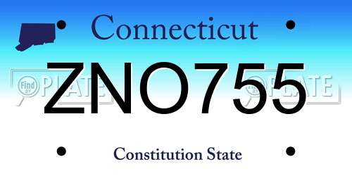 ZNO755 Connecticut License Plate