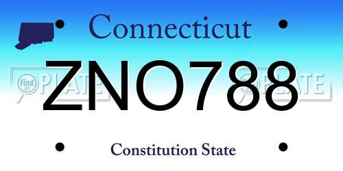 ZNO788 Connecticut License Plate
