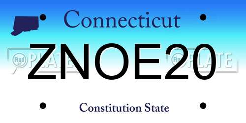 ZNOE20 Connecticut License Plate