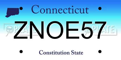ZNOE57 Connecticut License Plate
