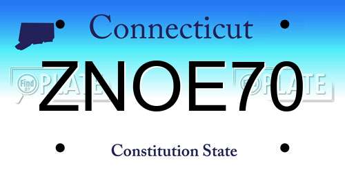 ZNOE70 Connecticut License Plate