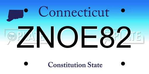 ZNOE82 Connecticut License Plate