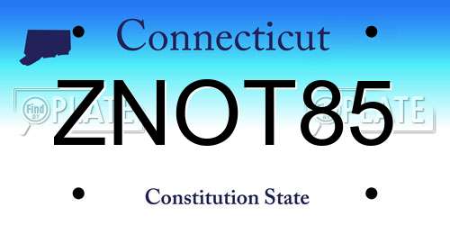 ZNOT85 Connecticut License Plate