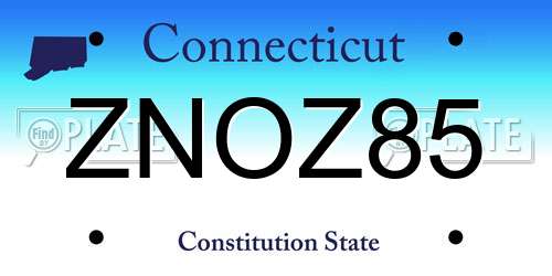 ZNOZ85 Connecticut License Plate