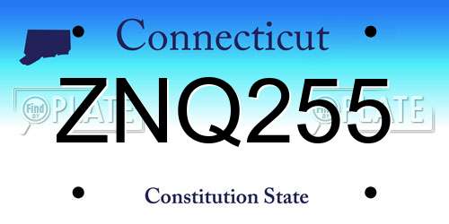 ZNQ255 Connecticut License Plate