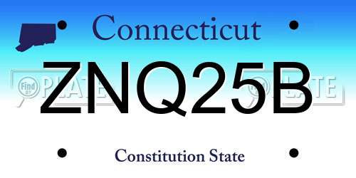 ZNQ25B Connecticut License Plate