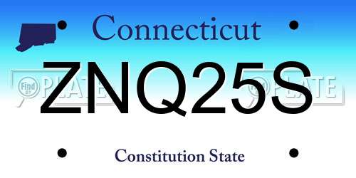 ZNQ25S Connecticut License Plate