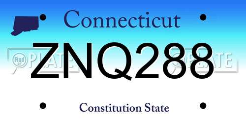 ZNQ288 Connecticut License Plate