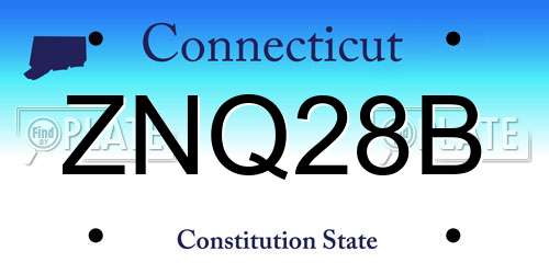 ZNQ28B Connecticut License Plate