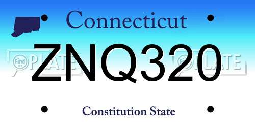 ZNQ320 Connecticut License Plate