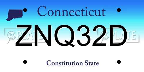 ZNQ32D Connecticut License Plate