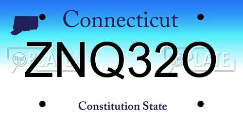 ZNQ32O Connecticut License Plate