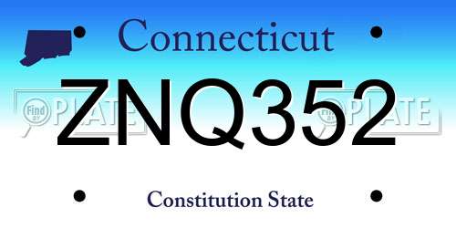 ZNQ352 Connecticut License Plate