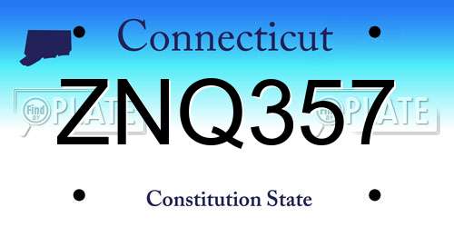 ZNQ357 Connecticut License Plate