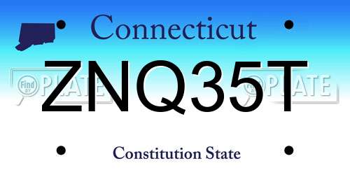 ZNQ35T Connecticut License Plate